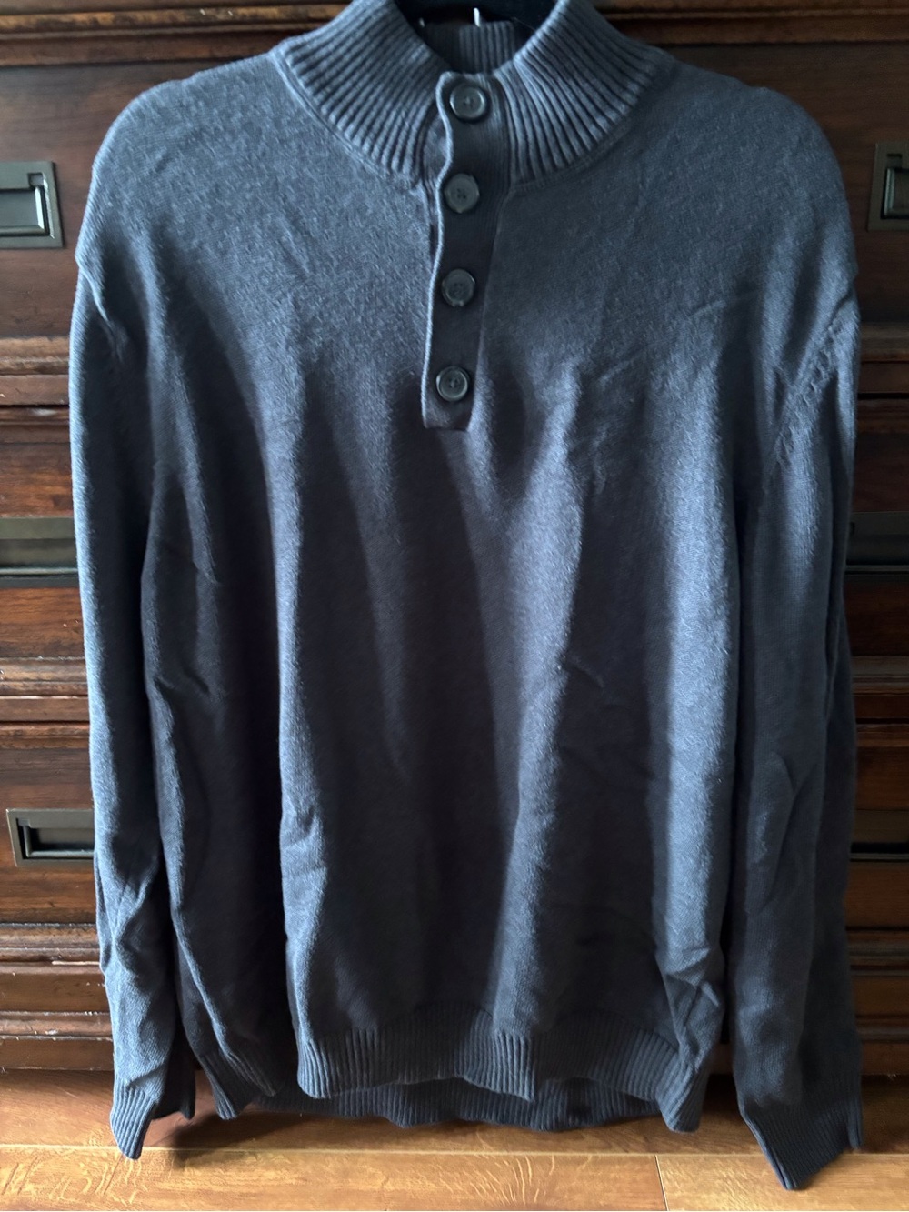 Sun River Men's Dark Charcoal Turtleneck Button Pullover in size XL